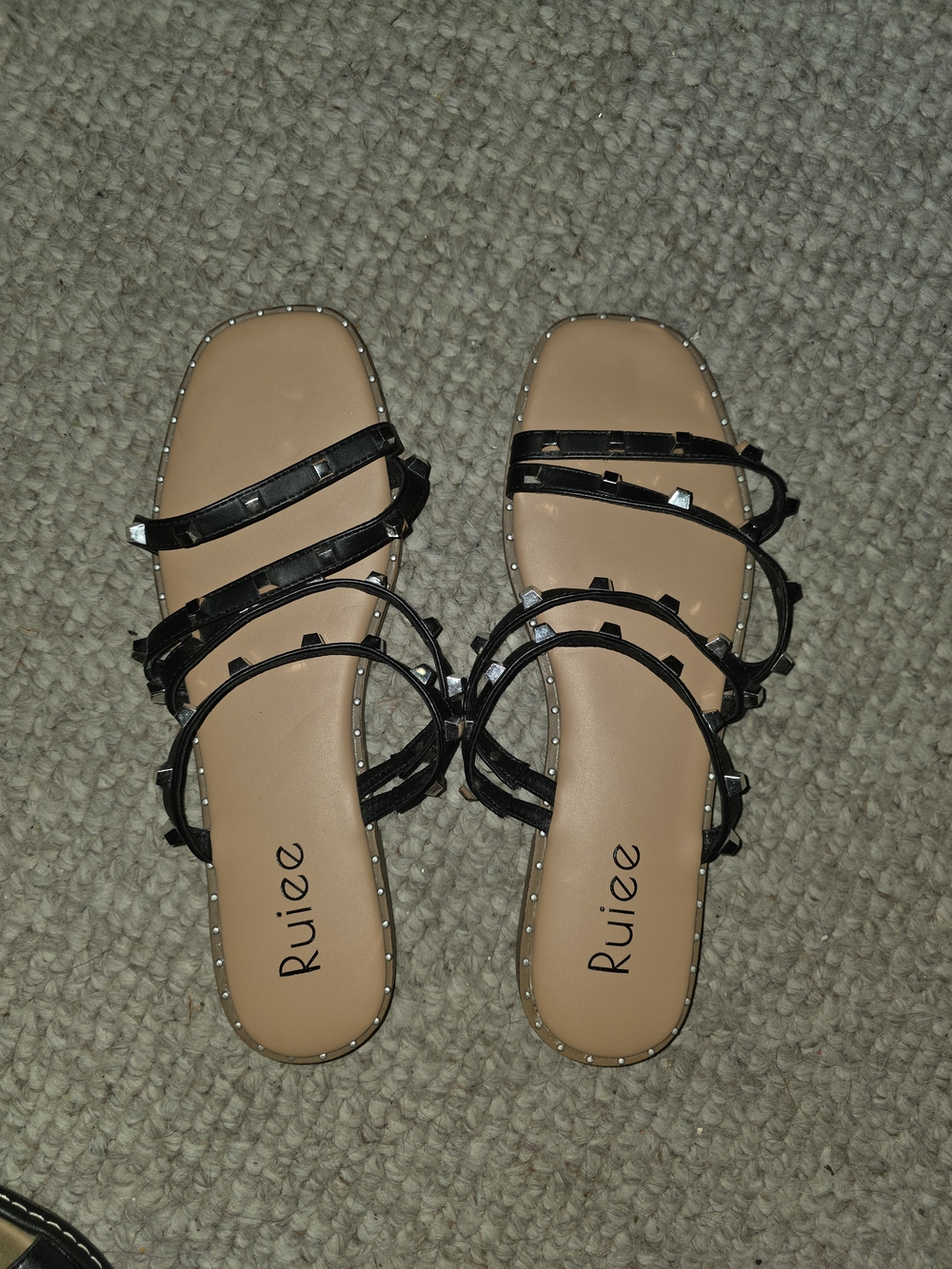Black Strappy Studded Women's Sandals
